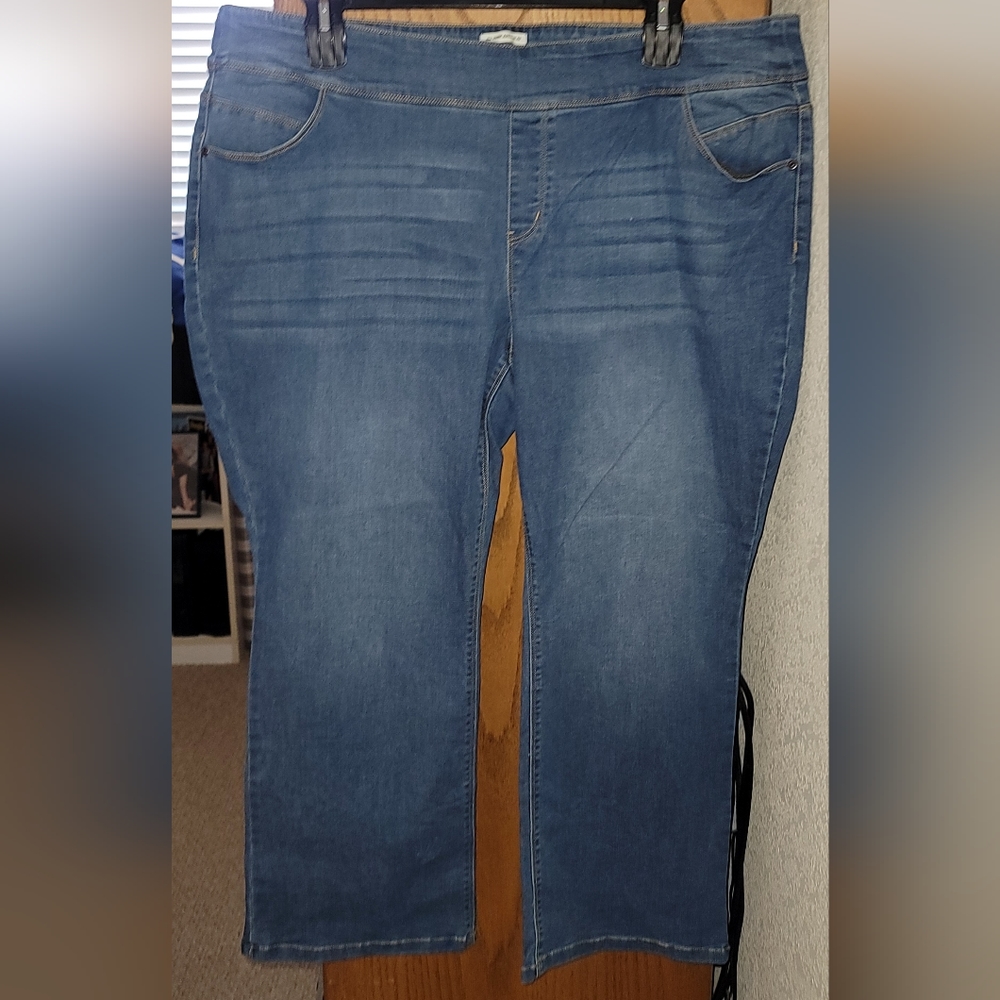 Westbound Plus-Size Mid Rise Straight Leg Pull-On Jeans